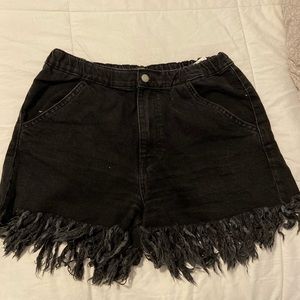 Zara Black Distressed / Fray Shorts Trafaluc Denim